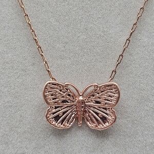 Lucky Brand Rose Gold Tone Butterfly Pendant Necklace